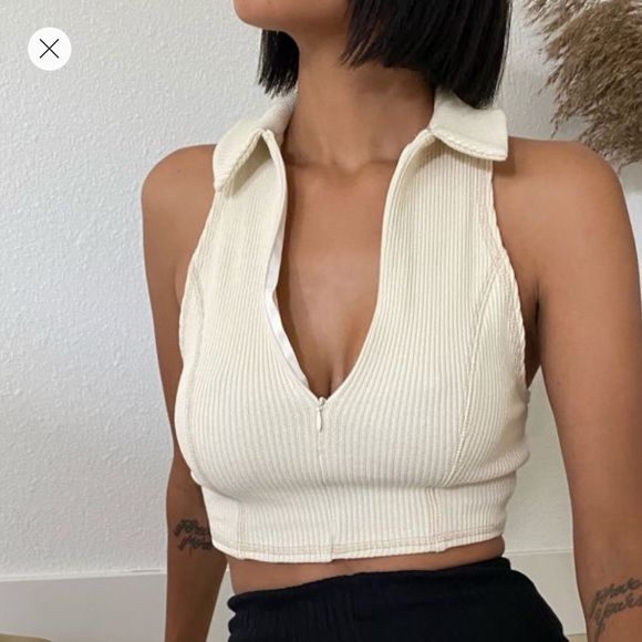 UO Reece collard half-zip tank top
